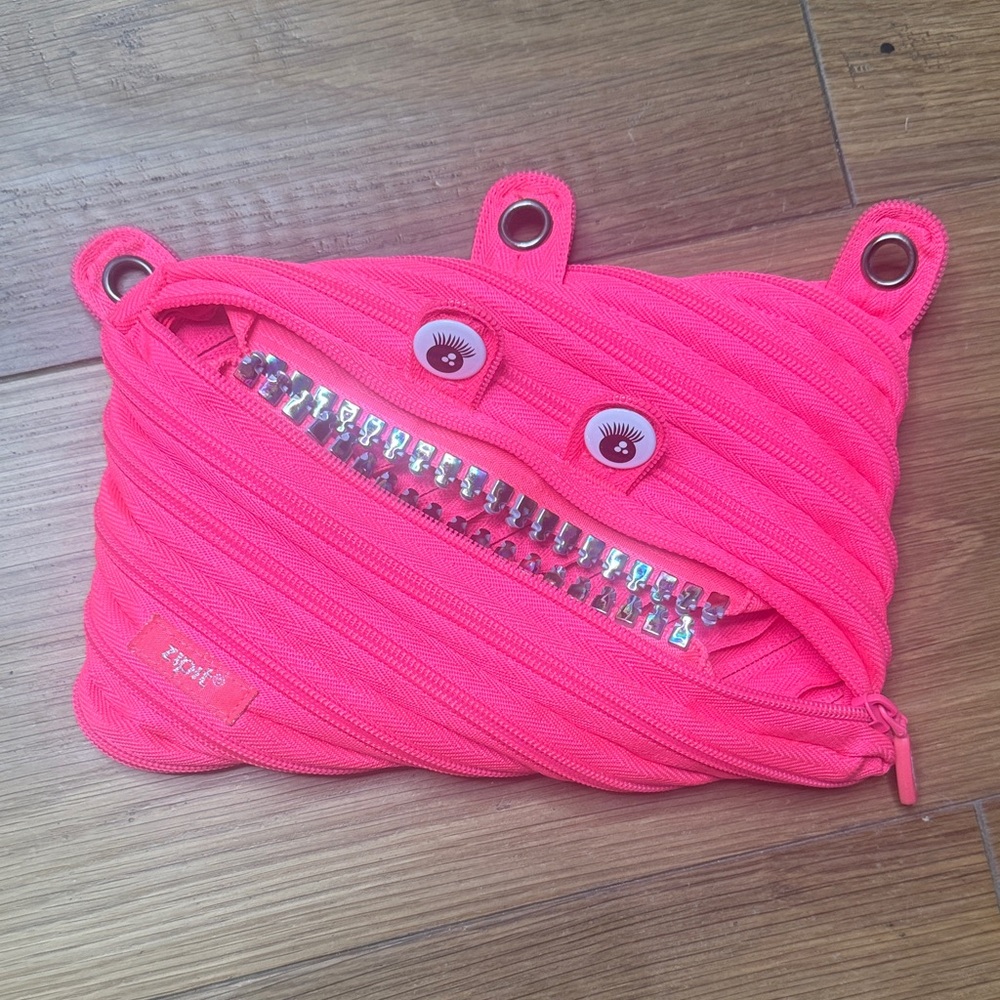 Bright Pink Monster Pouch by Zipit